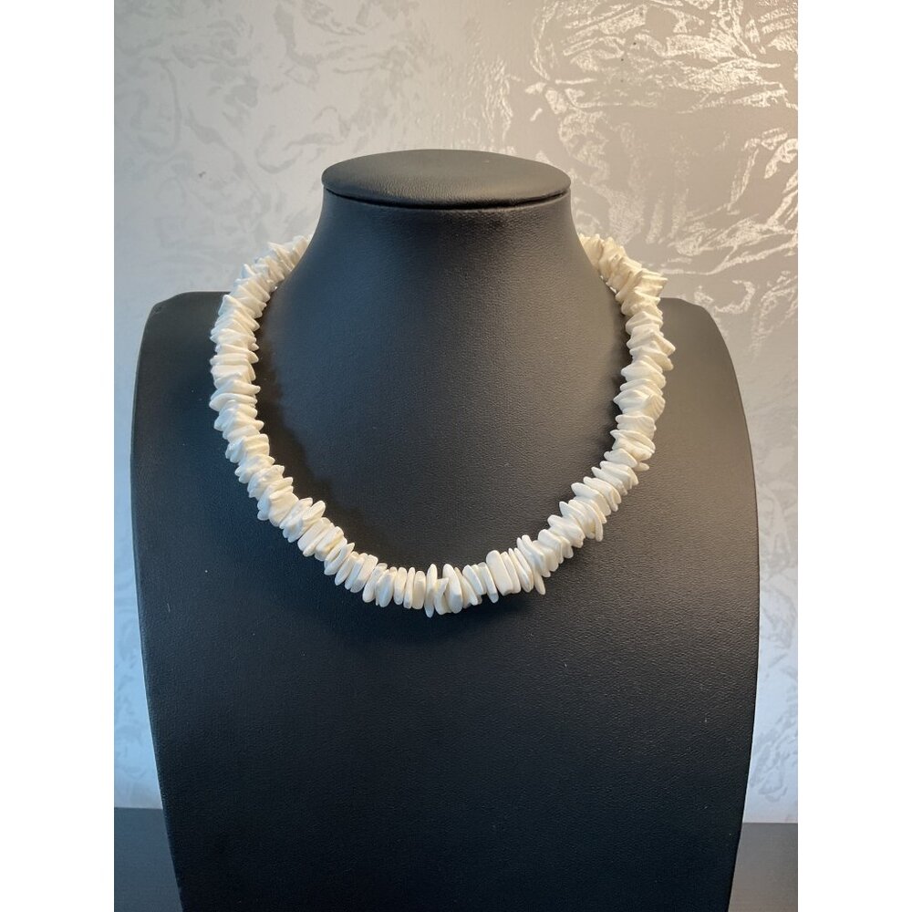 White Chipped Puka Shell Unisex Sea Necklace